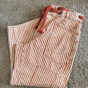 Free People We The Free Orange and White Roxy Barrel Jeans